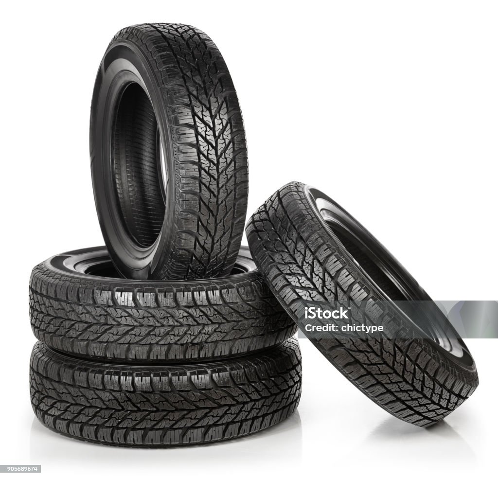 Tire Set Stock Photo - Download Image Now - Tire - Vehicle Part, White  Background, Cut Out - iStock