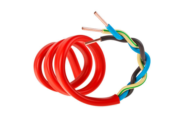 istock Closeup of a electric cable on a white background 905694390