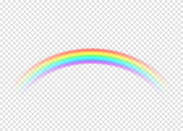 Rainbow with limpid section edge isolated on transparent background Rainbow with limpid section edge isolated on transparent background. Realistic rain arch in circle curl shape. Vector illustration rainbow stock illustrations