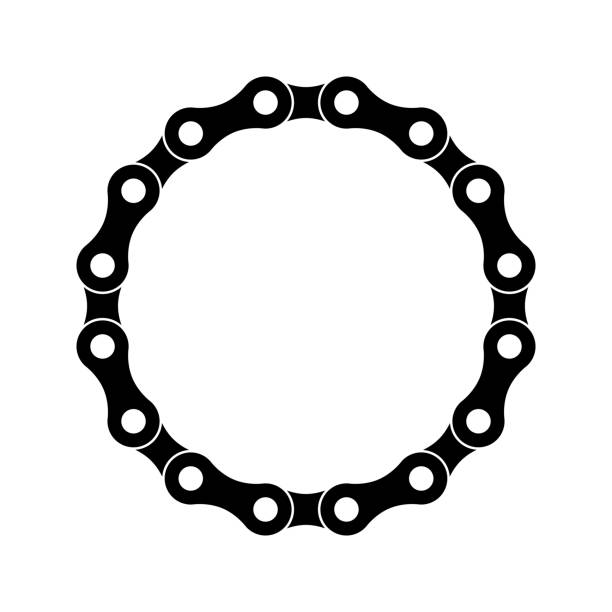 ilustrações, clipart, desenhos animados e ícones de círculo de corrente de bicicleta sobre um fundo branco - bicycle chain chain gear bicycle