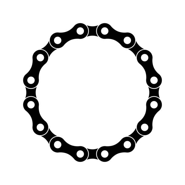 Bicycle chain circle on a white background Bicycle chain circle on a white background. Vector cycling borders stock illustrations