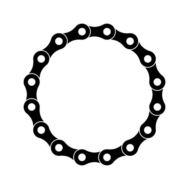 ilustrações, clipart, desenhos animados e ícones de círculo de corrente de metade-ligação de bicicleta sobre um fundo branco - bicycle chain chain gear bicycle