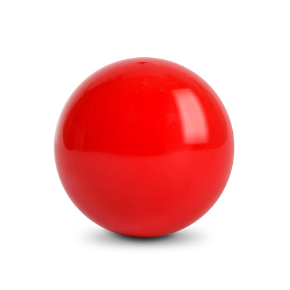 Bola roja, bola de billar sobre fondo blanco photo