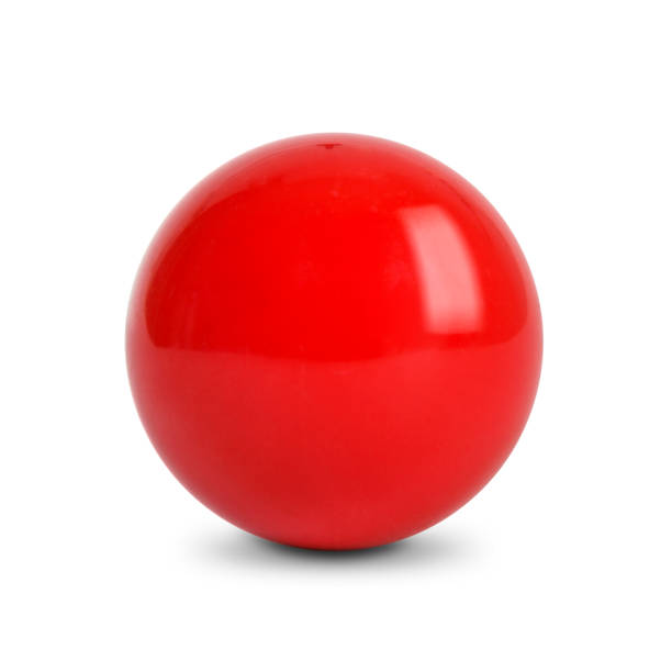 boule rouge, boule de snooker sur fond blanc - sphère photos et images de collection