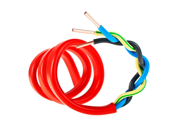 istock Closeup of a electric cable on a white background 905704008