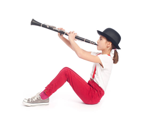 소녀만 게임하기 클라리넷 - clarinet 뉴스 사진 이미지