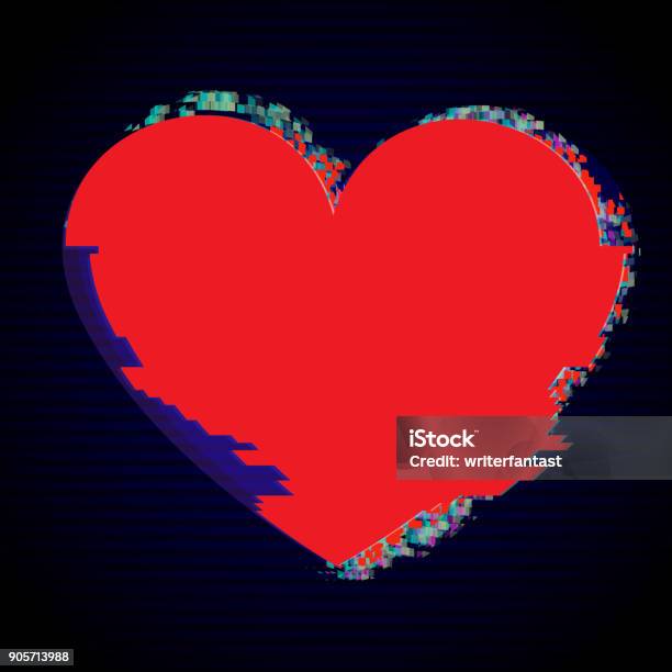 Red Frame Distorted Distorted Glitch Style Modern Background Glitched Red Heart Frame ...