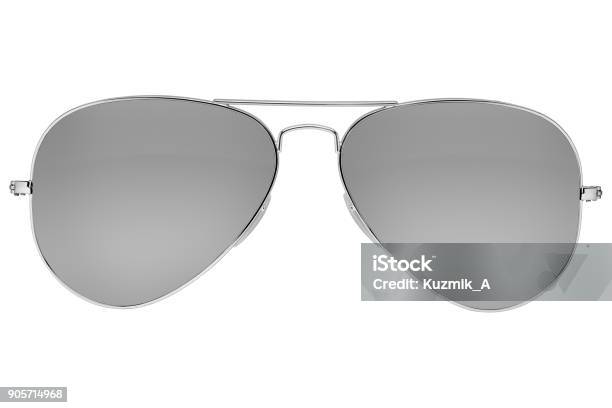 Aviator Sunglasses Isolated Stock Photo - Download Image Now - Aviator Glasses, Mirror - Object, Reflection