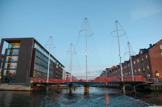 Copenhagen Denmark -  November 29. 2017: The bridge Cirkelbroen bridge improves public mobility and is a new artistic landmark for Copenhagen