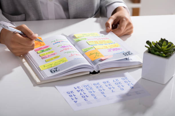 istock Businesswoman Making Agenda On Personal Organizer 905715562