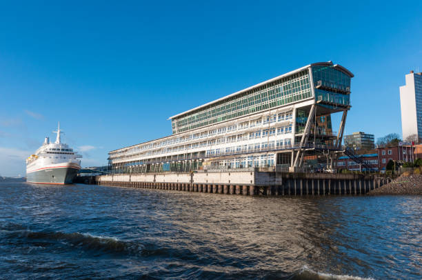 Hamburg, Germany - May 4, 2008:  A cruise ship will be repaired in the dock of Blohm and Voss in the harbor of Hamburg.