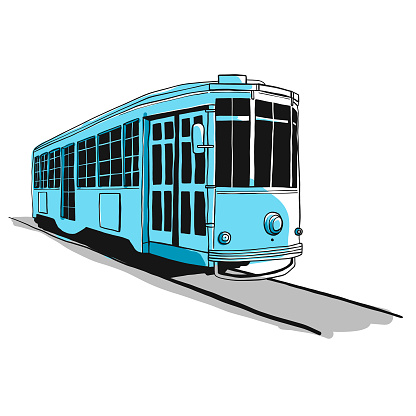 Vector illustration of a city tram sketch