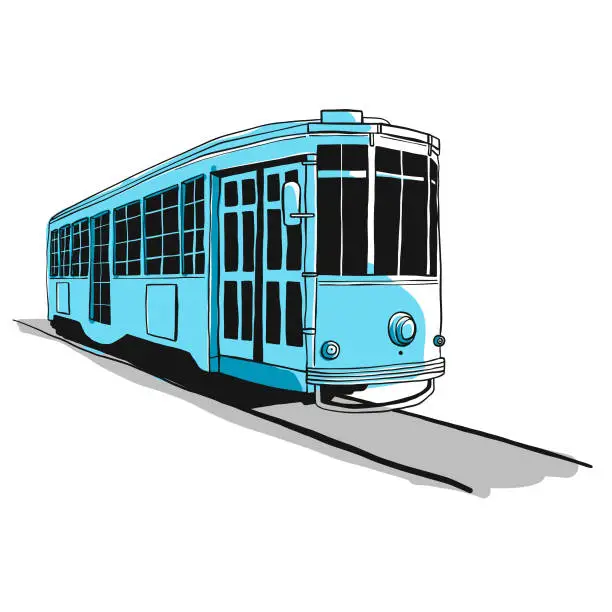 Vector illustration of Tram sketch