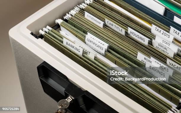 Home Filing System For Social Security Organized In Folders Stock Photo - Download Image Now
