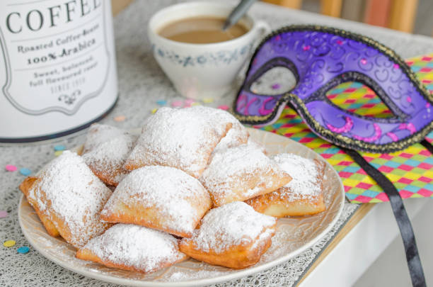 Traditional New Orleans beignets served for Mardi Gras - fotografia de stock