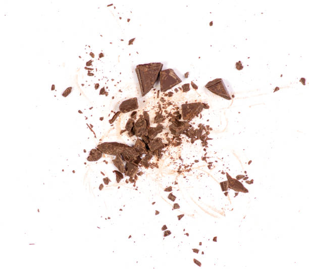 istock Pile chopped, milled chocolate isolated on white background 905740120