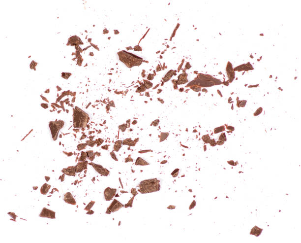 istock Pile chopped, milled chocolate isolated on white background 905742320