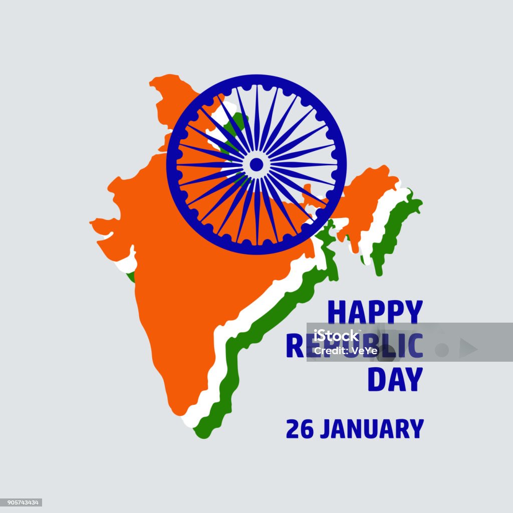 Congratulation Happy Republic Day With India Map Stock ...