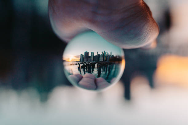 Manhattan Buildings inside a glass ball at sunset