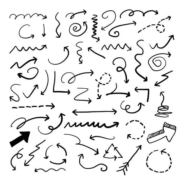 Coleção de Doodle seta vector - ilustração de arte em vetor