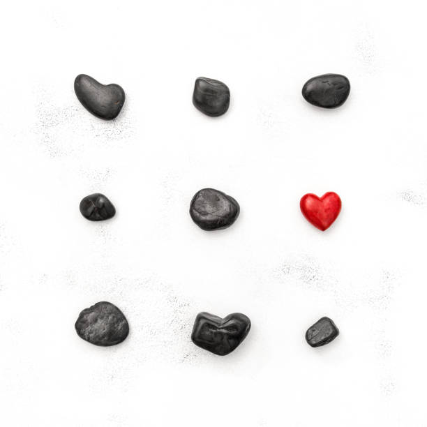 istock Red heart black stones Love Valentines Day 905750576