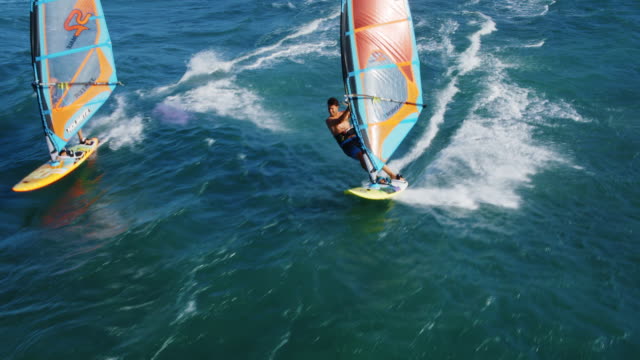 Aerial View of Windsurfing