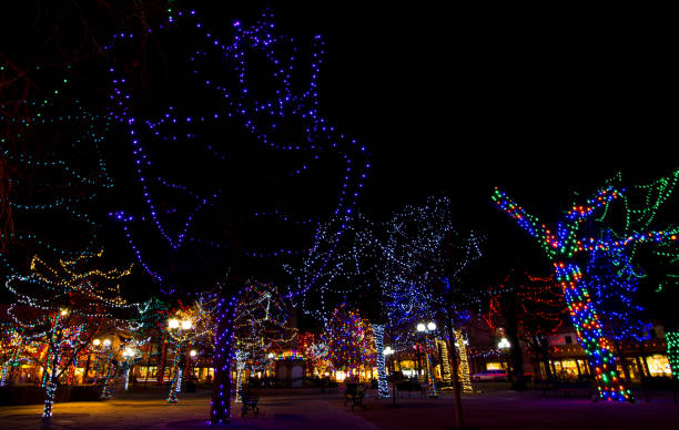 istock Santa Fe, NM: Christmas Lights in Plaza at Night 905753978