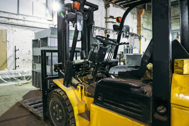 istock Forklift Truck inside warehouse or factory 905754156