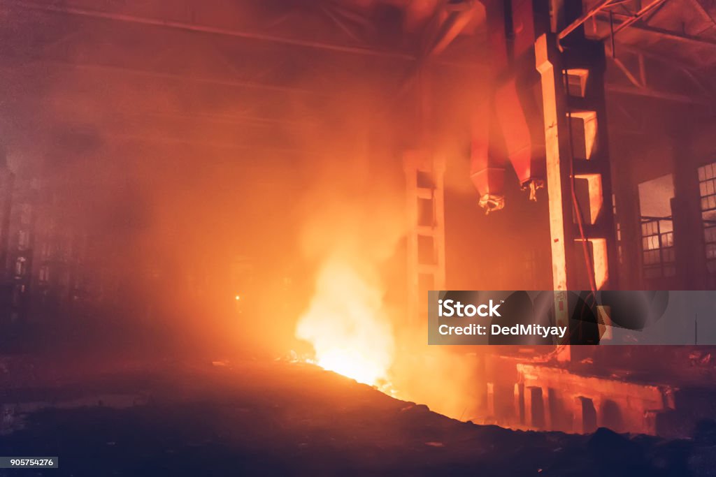 Led Factory Fire Burning Large Industrial Warehouse Hall Fire Inside Factory Interior ...