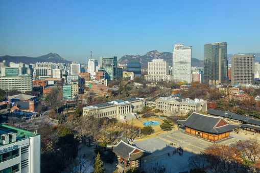 Fukuoka, Japan - Nov 21 2022: ACROS Fukuoka is a conventional office building with a huge terraced of a park. The garden reaches 60 meters above the ground