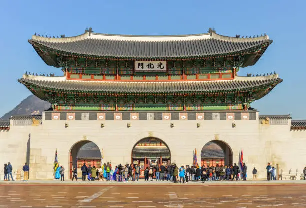 Famous gate of Gyeongbokgung Palace in Seoul