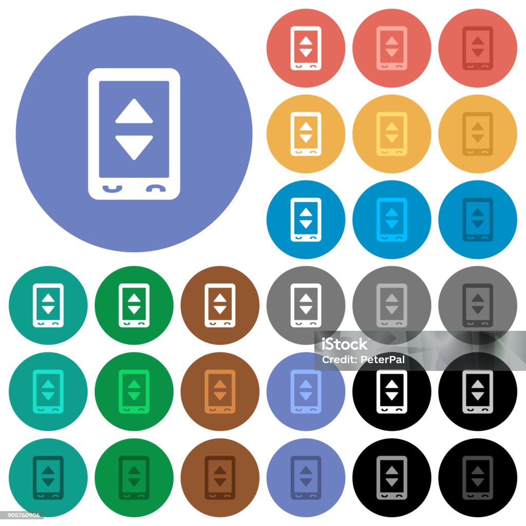 Mobile adjust settings round flat multi colored icons Mobile adjust settings multi colored flat icons on round backgrounds. Included white, light and dark icon variations for hover and active status effects, and bonus shades on black backgounds. Adjusting stock vector