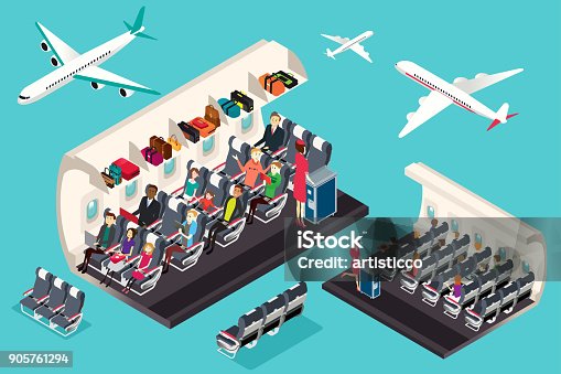 istock Isometric View of the Interior of an Airplane Illustration 905761294