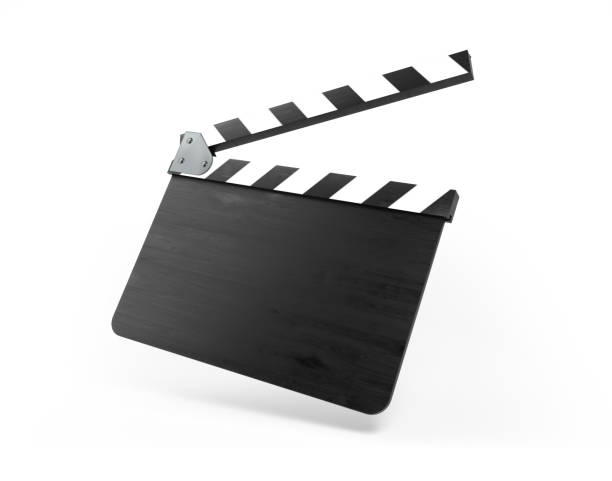 pizarra de la película en blanco aislada en fondo blanco - claqueta de cine fotos fotografías e imágenes de stock