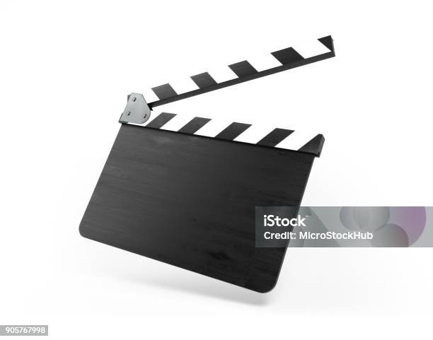 Blank Film Slate Isolated On White Background Stock Photo - Download Image Now - Film Slate, Movie, Three Dimensional