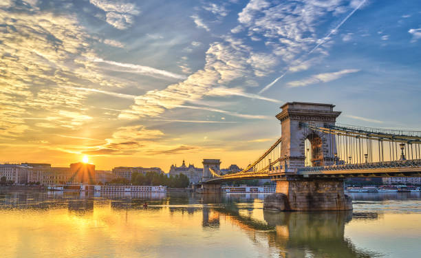 istock Budapest sunrise city skyline at Budapest Chain Bridge and Danube River, Budapest, Hungary 905774898