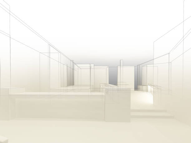 istock sketch design of resturant ,3d wire frame render 905778278