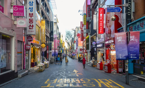 Myeongdong district of Seoul, South Korea stock photo