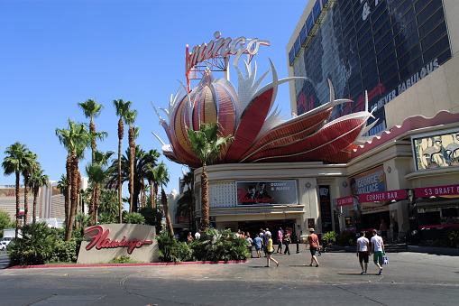 Las Vegas, Nevada, USA - July 3, 2012: Flamingo Hotel and Casino on the famous Strip in Las Vegas. Opened in 1946, the hotel has 3,626 rooms and the casino 77,000 square feet of gaming space.