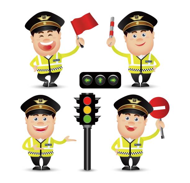 Cute People - policeman Cute People - policeman traffic police stock illustrations