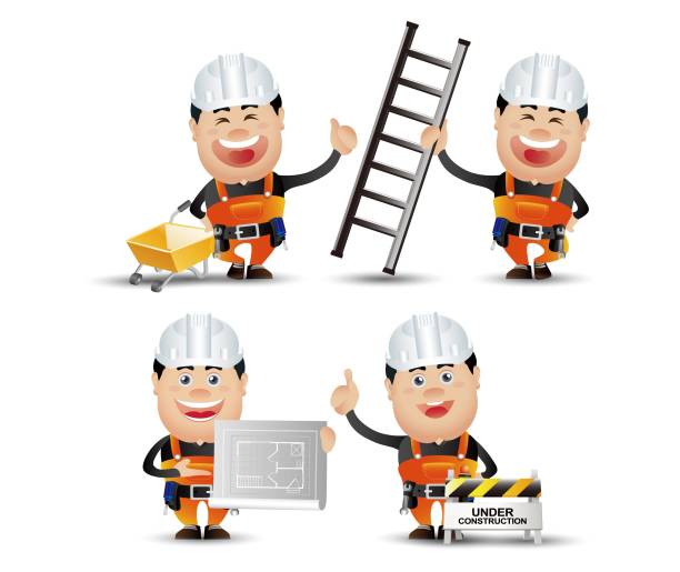 Cute People-Professional-worker Cute People-Professional-worker hardhat roadblock boundary barricade stock illustrations