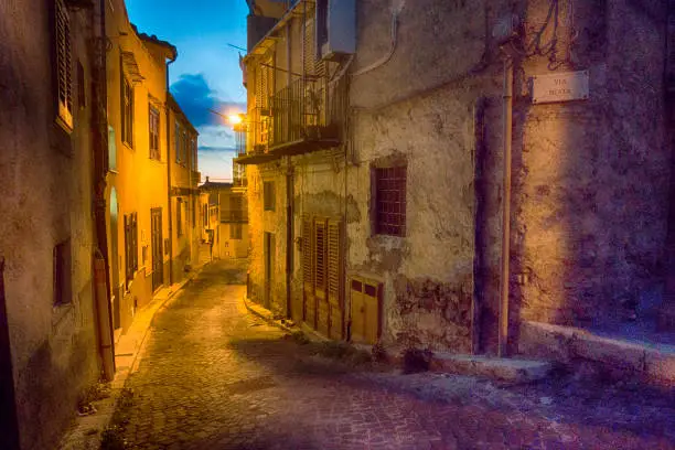 poetic images of movie god father's hometown, Corleone, Sicily, Italy in October