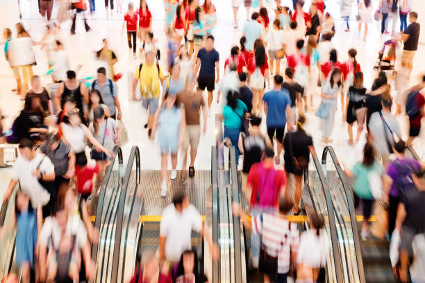 istock Motion escalators at the modern shopping mall 905789092