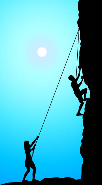 скалолазание - rock climbing mountain climbing climbing women stock illustrations