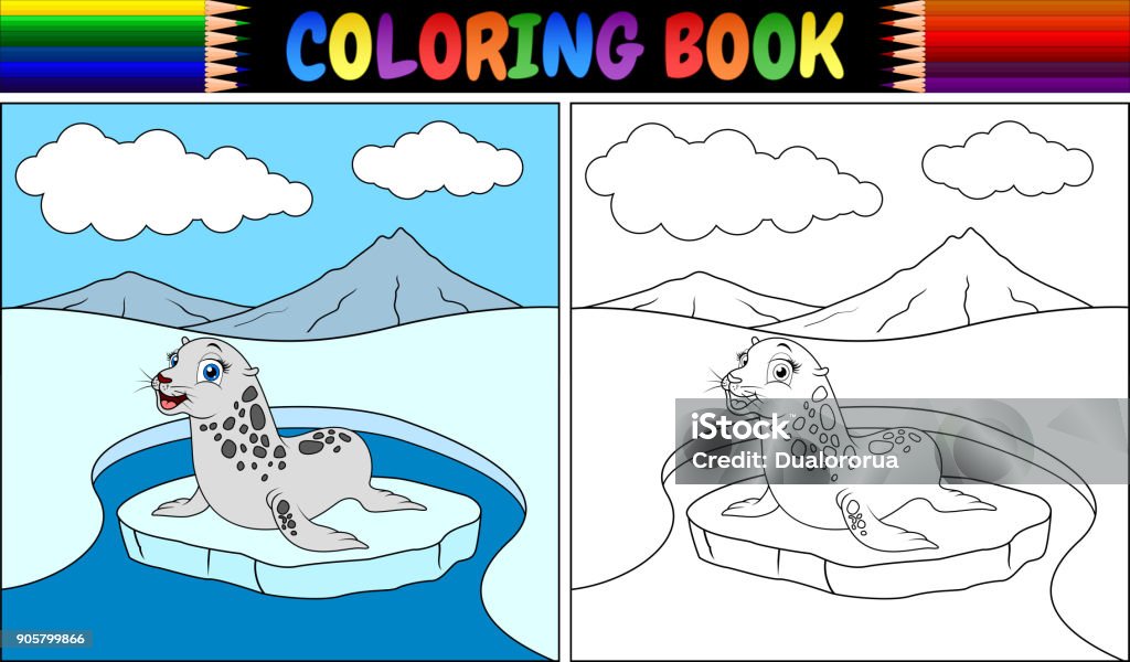Coloring book with seal cartoon Vector illustration of Coloring book with seal cartoon Animal stock vector