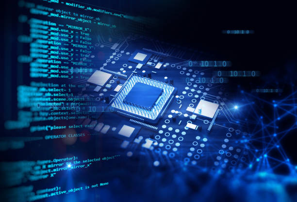 istock 3d rendering  of futuristic blue circuit board 905800022
