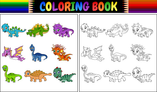 Ilustración de Libro Con Poca Colección De Dibujos Animados De Dinosaurios  Para Colorear y más Vectores Libres de Derechos de Anquilosaurio - iStock