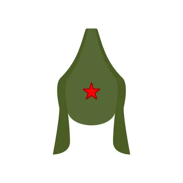 Vector illustration of Budenovka retro cap Russian communist soldier isolated. Vintage hat Russian military. Vector illustration