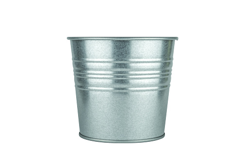 Aluminum vintage bucket on isolated white background with clipping path
