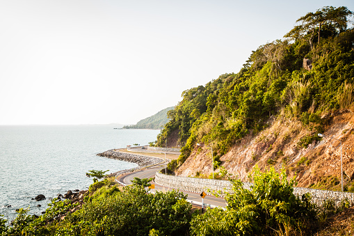 Coastal road along the cliff in Chanthaburi, Thailand